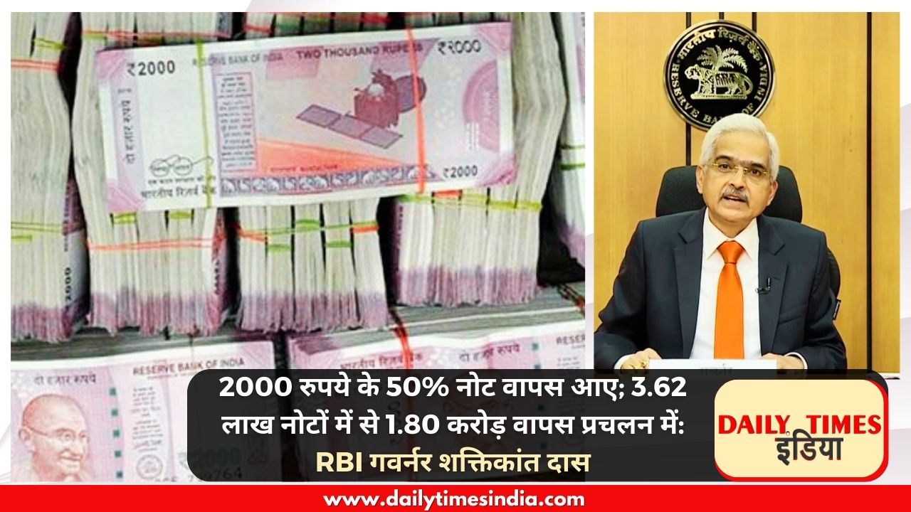 50% of Rs 2000 notes returned; 1.80 crore out of 3.62 lakh notes back in circulation: RBI Governor Shaktikanta Das